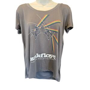 Pink Floyd dark side 90s rock band t shirt high low oversized festival concert S